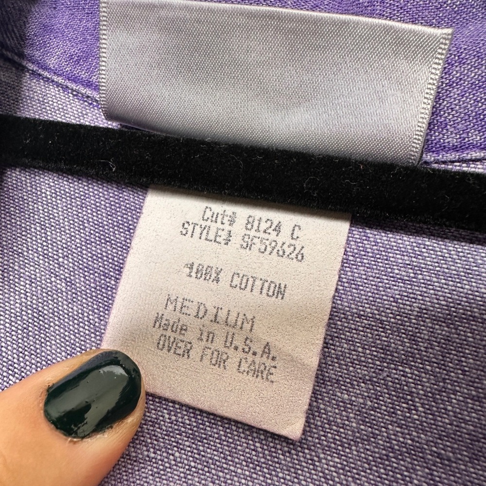 Vtg Purple Denim Saint Germain Paris Embroidered Leaf Jacket Womens M Cotton USA - Picture 7 of 8